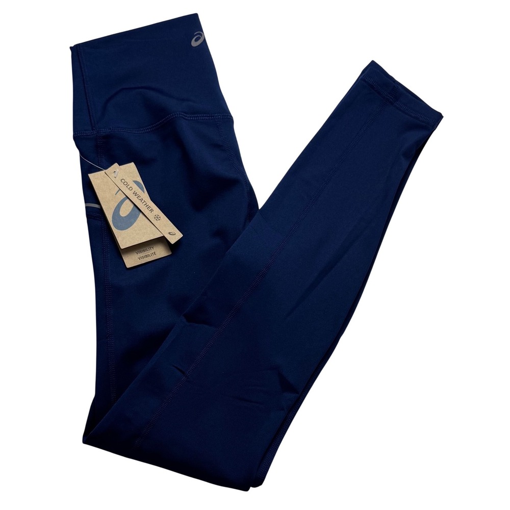 Asics Womens Cold‎ Weather Legging Navy Blue Visibility reflective XS running